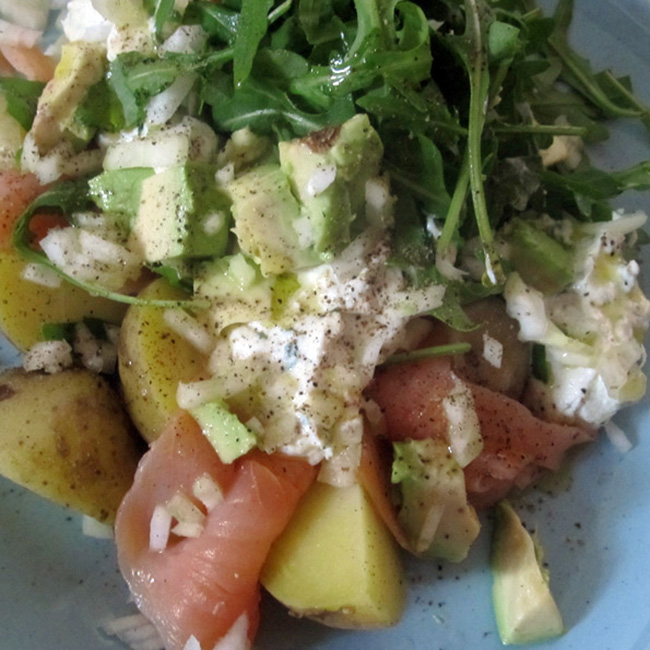 Empty the fridge - Gerookte zalm ricotta aardappeltjes