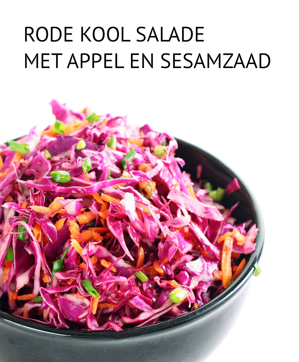 Empty the Fridge - Rode kool salade met appel en sesamzaad