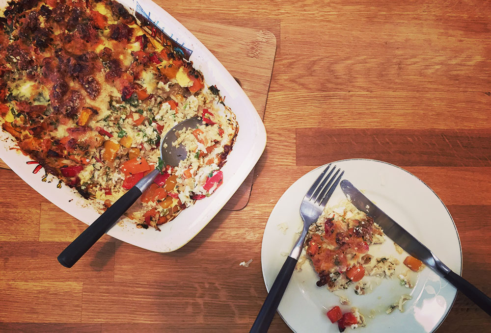Empty the Fridge - Vegetarische gratin met restjes rijst en groenten