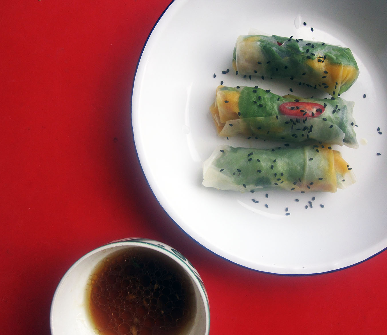 Empty the Fridge - Vietnamese lenterolletjes met mango en kruiden